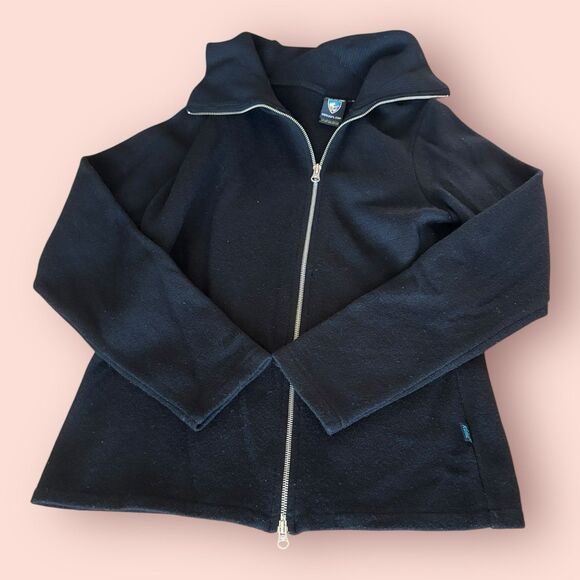 Kuhl Jackets & Blazers - Kuhl Sweater Womens Size Large Black Merino Wool Full Zip Outdoor Camp Hike
